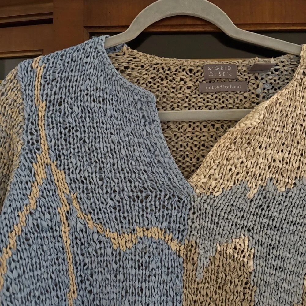 Sigrid Olsen Hand Knit Silk V Neck Sweater Size XS - Picture 4 of 7